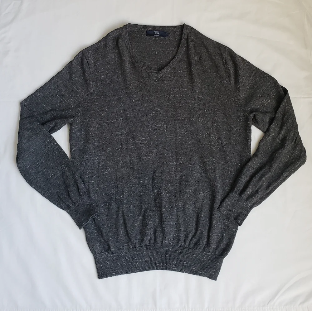 J.Crew Cotton Gray V-Neck Sweater